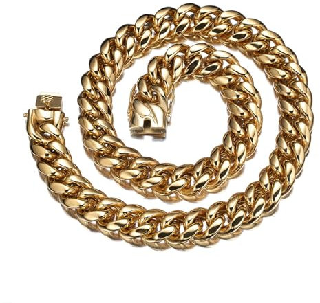 Beydodo Halskette Herren 66CM ohne Anhänger, Cuban Chain Panzerkette 22MM Kette Edelstahl Gold Freundschaftskette für Männer Jugend