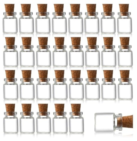 SGERUFZ 30 Pcs Mini Glasflaschen mit Korken klare Fläschchen für Hochzeit DIY Handwerk Weihnachten Geburtstag 18x10mm 1ml
