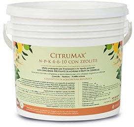 CITRUMAX Agrumes BIO engrais N-P-K granulaire 4-6-10 azote + phosphore + potassium + fer + magnésium + calcium (Limoni-Mandarini-Arance-Kumquat) Culture biologique de haute qualité (sac12 kg)