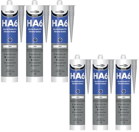 Bond It HA6 High Modulus Marine Silicone Sealant – 6x Grey, 310ml | Aquarium-Safe – UV & Saltwater Resistant – Waterproof – Flexible | Ideal Sealant for Glass – Gaskets – & High Movement Joints