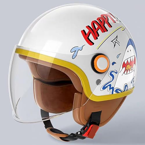 Süßer Kinder-Motorradhelm, Universell Für Alle Jahreszeiten, DOT/ECE-Zertifizierter 3/4-Motorradhelm Mit Visier, Offener Motorradhelm, Geeignet Für Jungen Und Mädchen B,48-55cm
