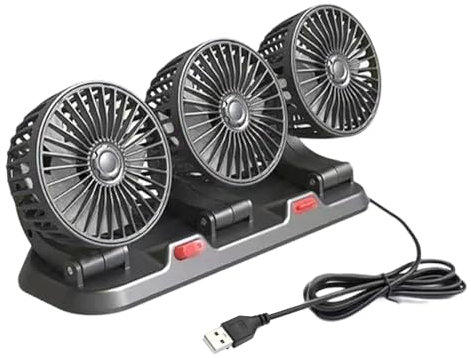 GOLOVENLD Ventilateur de refroidissement de voiture à trois têtes USB monté sur le tableau de bord