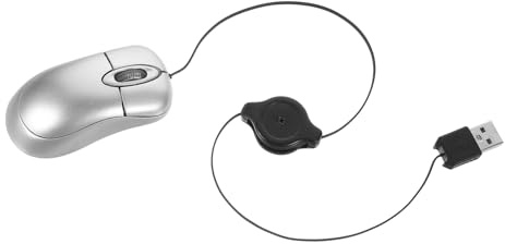 ELAYARD Souris 2 Boutons à Cordon Rétractable USB Compacte, Optique | Plug And Play, Compatible avec Ordinateurs et Portables, Design Ergonomique en Plastique, Câble 7cm Couleur Aléatoire