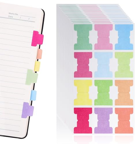 QGGTQG Haftmarker 15 Blatt/360 Stück Index Tabs Selbstklebend Stabile Page Marker Beschreibbare Papier Haftnotizen Tabs Pastell Book Tabs für Notizbücher Bibelregister Kalender