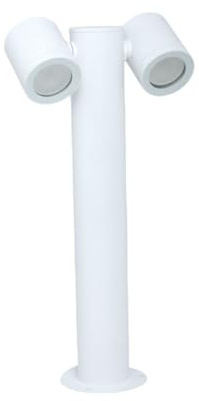 maolo Lampada da Giardino a 2 Luci GU10 – Paletto Esterno IP44 in Alluminio, Design Moderno, Altezza 45cm, Resistente ad Acqua e Polvere, per Vialetti, Terrazze, Giardini (Bianco)