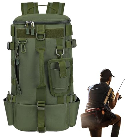 Dewireaey Angelrucksack | Tackle-Rucksack Mit Rutenhalter,Wasserdichter Survival Rucksack Mit Köderbox Für Kajaktouren Motorradreisen Jagdausflüge Camping Und Strandpicknicks