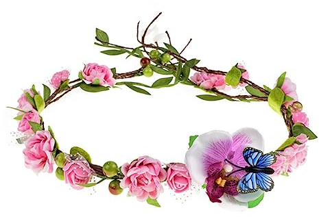 PACKOVE Künstlicher Blumenkranz Haarband mit Rattan Design für Hochzeiten Partys und Festivals Leicht und Bequem für Fotoshootings und Cosplay