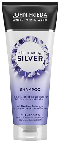 John Frieda Shimmering Silver Shampoo – Contenuto: 250 ml – Pulisce e nutre i capelli grigi – Per una lucentezza fresca e radiosa