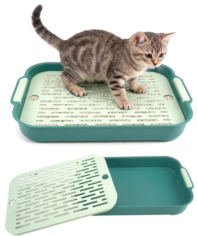 Bac a Litière pour Lapin,27 x 18.5 x 4 cm Petit Animal Toilette,Facile à Nettoyer,Matériau PP Bac a Litiere Lapin pour Petits Animaux,Hamster,Chinchilla,Chiots Chats,Cobayes,Furets (Vert, S)