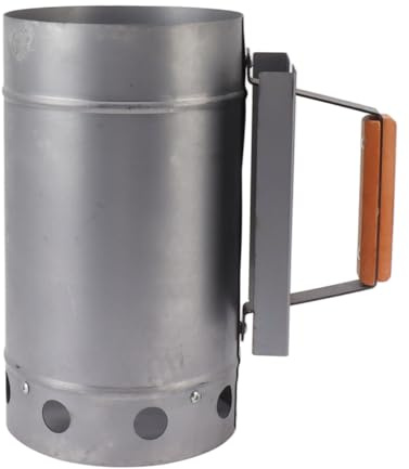 Grill Chimney Starter Wood Handle Compact Barbecue Chimney Starter for Outdoor Cooking Camping