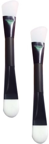Pennello Applicatore Maschera Viso Doppia Testa Nero 2 Pezzi | Set da Viaggio, Fibre Sintetiche e Silicone, Applicazione Semplice per Trattamenti Sul Volto