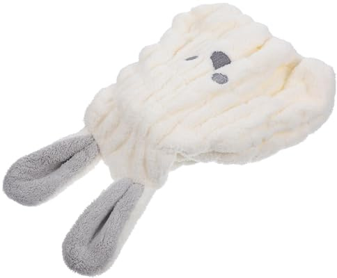 MUCKLILY Haartrocknungshaube Saugfähige mit Ohren Design aus Korallfleece Leicht und Weich für Kinder Beim Outdoor Reisen oder Haushalt