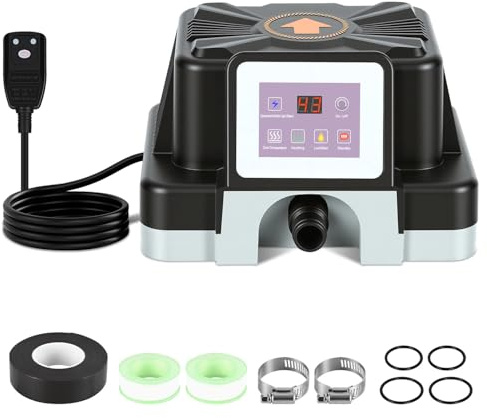 Ollewiellan Poolheizung Elektrisch 3000W, Elektrische Poolheizung Temperaturregelung 37–45°C,mit Digitalanzeige,RCD Schutz,Kippschutz,Pool Heizung Elektrisch für 32/38 mm Schlauch