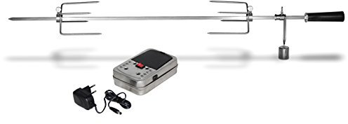 Enders® Grillspieß 7904 für Gasgrill CHICAGO 3-Brenner, Set aus Edelstahl, mit Motor + Hänchen-Krallen, Drehspieß, Rotisserie, Drehspiess, 100 x 5 x 5 cm, Silber