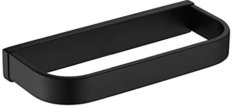 Flybath Handtuchring Wand Bad Küche 304 Edelstahl Schwarz Matt 20 cm | Rostschutz, Robust, Badezimmer Handtuchstange Modern Matt, Eckig Klein Offener Handtuchring Zum Bohren Wandmontage