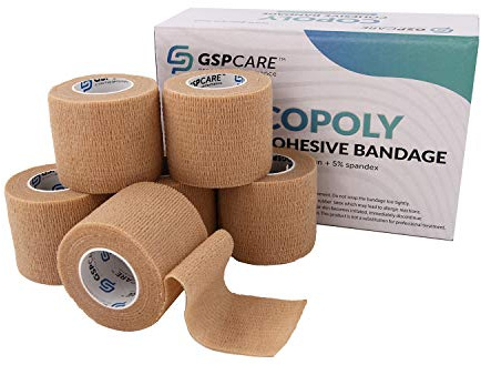 Self Adherent Cohesive Bandages Wrap 6 Count 2 x 5 Yards, Medical Tape, Adhesive Flexible Breathable First Aid Non Woven Rolls, Stretch Athletic, Ankle Sprains & Swelling, Sports