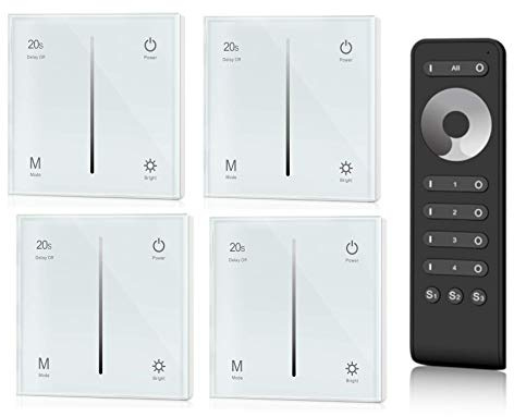 LEDUX Universal Funk-Dimmer 230V Set, 4x Dimmer + Touch-Panel, Weiß