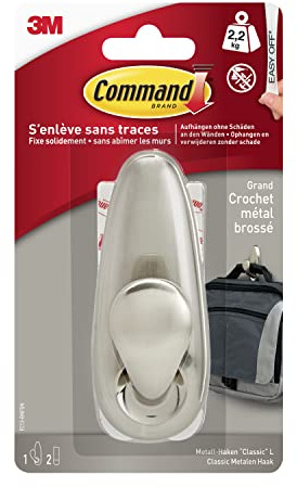 Command FC13-BNFGN Forever Classic Metal Hook L, Large, Brushed Nickel, FC13-BN