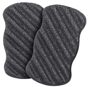 Heritan Konjac Set D'éPonge avec Charbon de Bambou Activé - éPonge de Nettoyage en Profondeur Corps Et Faciales pour Soins de la Peau