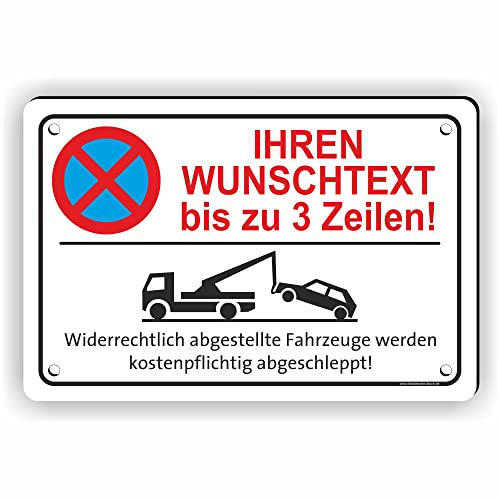 Fassbender-Druck SCHILDER - TEXT NACH WUNSCH Quer - Ihr personalisiertes/vorgebohrtes Parken verboten Schild - Schild mit Bohrlöchern für das Parkverbot - WUNSCHTEXTSCHILD (30x20cm Schild)