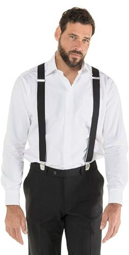 JP 1880 Bretelle da uomo, clip rinforzate, sospensioni regolabili in lunghezza, nero, taglia unica, Nero, Taglia unica