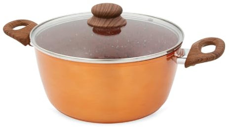 Livington Copper & Stone Pot | 4 Liter Kochtopf | Topfset inkl. Deckel 24cm | Antihaftbeschichtung | Granitoptik | innere Steinbeschichtung für perfekte Hitzeverteilung | geeignet für alle Herdarten