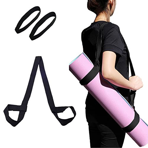 TMRBBesty Sangle de Tapis de Yoga,Sangle Tapis Yoga,Sangles de Transport Yoga,Avec 1 paire d'élastiques,Sangles de Transport Yoga Mat Strap Réglable Coton Ceinture pour Pilates Fitness Gym
