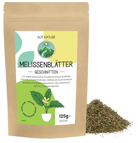 Alpi Nature Lemon Balm Tea 125g 4.4 oz, Melissa Tea, Dried and Cut Lemon Balm Leaves