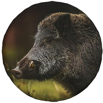 NIBABAEU Copertura per ruota di scorta per auto, cinghiale suino curiosamente che guarda la stampa, impermeabile e antipolvere copriruota borsa per pneumatici da 38 cm