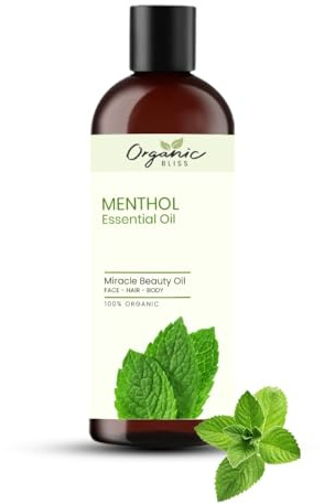 Organic Bliss Menthol Essential Oil 100% Pure and Natural Therapeutic Grade Essential Oil for Hair Skin Care (50 ML)