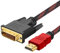 Pipestation Câble HDMI vers DVI 1,8 m - Câble DVI vers HDMI Full 1080p - Bidirectionnel DVI-D 24+1 mâle vers HDMI mâle - Câble adaptateur HDMI vers DVI - Câble adaptateur DVI vers HDMI