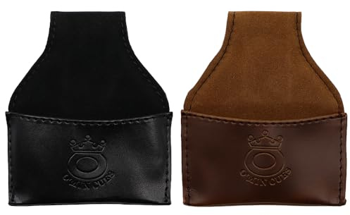 Tiardey Borsa per Gesso da Biliardo 2 Pezzi, Borsa per Gesso da Biliardo Portatile, Borsa Custodia in PU Accessorio Nero + Marrone