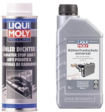 LIQUI MOLY Pro-Line Kühlerdichter K | 250 ml | Kühleradditiv | Art.-Nr.: 5178 & Kühlerfrostschutz universal | 1 L | Kühlerschutz | Art.-Nr.: 21313