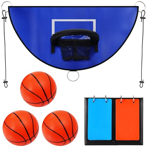 lasuroa Trampolin Basketballkorb, mit Anzeigetafel und Mini-Basketbällen, Abreißbarem Rand zum Eintauchen Trampolin Basketball Aufsatz für Kinder Erwachsene Drinnen und Draußen