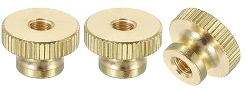 QUARKZMAN Tuerca de Pulgar Estriada, 3 Unidades M5 x D16mm x H10mm de Latón con Cabeza Alta a Través del Orificio con Cuello Perillas Redondas de Cabeza Alta a Través del Orificio