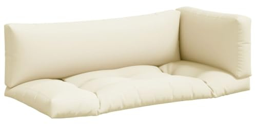 vidaXL Palettenkissen 2-TLG., Palettenpolster für Europaletten, Palettensofa Kissen Indoor Outdoor, Palettenauflage Sitzkissen Rückenkissen, Creme Stoff