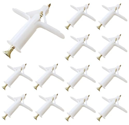 100 Plasterboard Fixings Plaster Board Screws and Wall Plugs Set 50 Anchor 50 Screws Drywall Anchor Heavy Duty Expansion Tube Drywall Plugs Plasterboard Fixings Heavy Duty for TV Wall Brackets（Large）