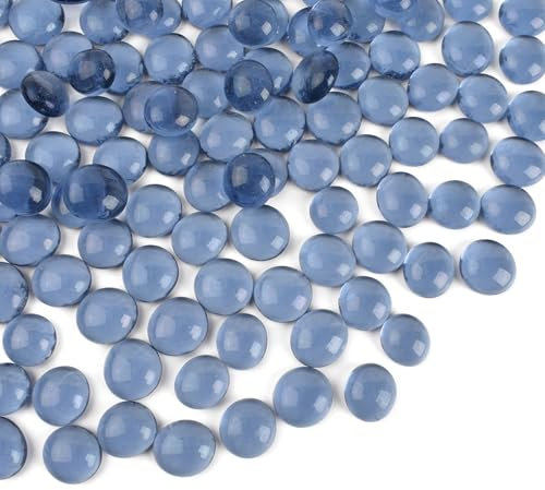 HUIANER Flat Glass Marbles 1lb, 100PCS Gray Flat Gems Glass Beads for Vase Filler Garden Aquarium Fish Tank Pebbles Table Floral