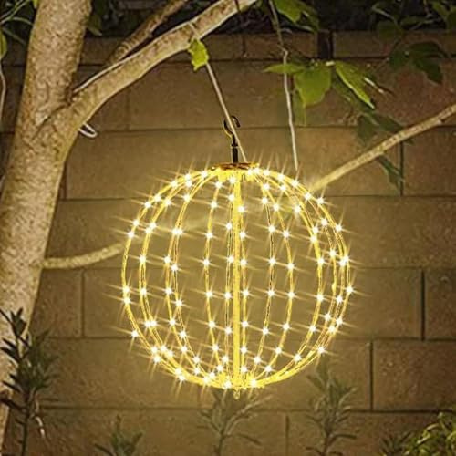 Luci di Natale Palla Illuminare Natale Hanging Palla Appeso Palla Luce LED Pieghevole Telaio in Metallo Grandi Luci a Appeso Ornamento per Natale Part-y Matrimonio Casa