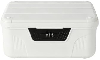 Small Lockable Storage Box, Plastic Stash Box with Combination Lock,White | 3 Digit combination lock medicine box, portable plastic storage box for cash, documents & valuables and personal items