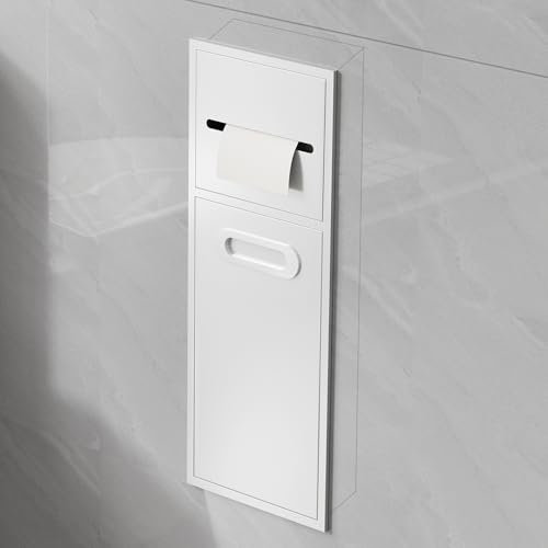 Findepot Nicho de baño de 30 x 50 cm, nicho de acero inoxidable con cubo de basura, papel higiénico, estante de almacenamiento de ducha con cubo de basura para papel higiénico, resistente al óxido