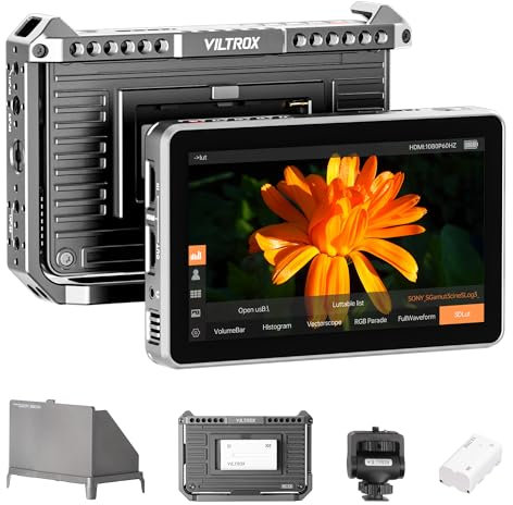 VILTROX DC-X2 Monitor táctil 4K 6 SDI jaula de conejo, monitoreo 1920x1080, LUT 3D, desfile RGB, pico de enfoque, parasol