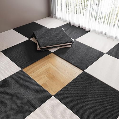 Teppichfliesen Selbstklebend Teppichfliesen für zu Hause, 14 Stück, 30,5 x 30,5 cm, schalldichte, Selbstklebende Teppichfliesen, abziehen und aufkleben, rutschfest, waschbar, 0,5 cm Dicke (Beige, 9 S