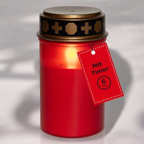 Novaliv Luz LED para tumba sin batería y temporizador, 6/18 LED, luz roja permanente sin batería, efecto parpadeante, vela de cementerio, vela conmemorativa, vela de tumba, luz eterna, vela de luto