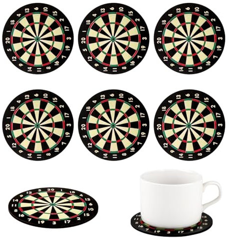 6Pcs Cork Darts Coasters, Beer Mats Board Non-Scratch Top with Non-Slip Mats Heat Resistan Coasters for Drink Coffee Mug Wine Glass Bottle Home Pub Bar