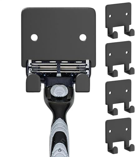 Soporte de maquinilla de afeitar de ducha – Soporte de metal resistente, 5 ganchos multifunción para, toallita de baño, paraguas, organizador de baño sin taladrar