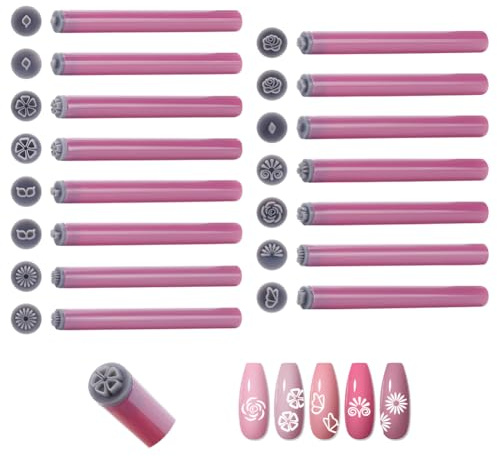 UNICRAFTALE 15Pcs 15 Styles Nail Art Stamp Pen Set Nails Flower Design Stamping Pen Plastic Nail Art Stamp Pen Nails Dot Tool Various Patterns DIY Printing Template Tool for Women