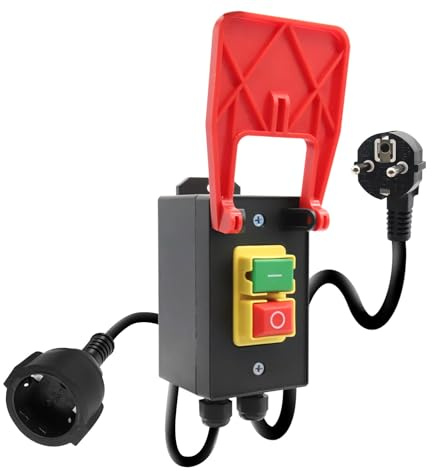 Interrupteur monophasé AYWHP 230 V 16 A, interrupteur de sécurité, interrupteur à tension zéro avec prise pour l'arrêt rapide de la table de fraisage et d'autres