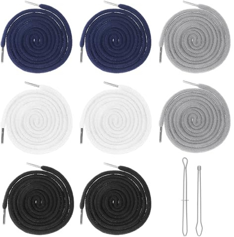 LIQWEI 8 Stück Kordel für Jogginghose, Mehrfarbig Baumwolle Kordelzug mit 2 Durchziehnadel Kordelenden Metall Ersatz Band Kordelband für Hoodie Sporthosen Hosen Sweatshirts Jacken