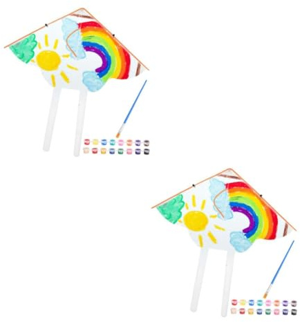 HANABASS DIY Lenkdrachen Schmetterling Blanko zum Bemalen mit Acrylfarben und Pinsel Kinderfreundlicher Drachen zum Selbermachen Langlebig und Leicht Fliegender Kreativspaß